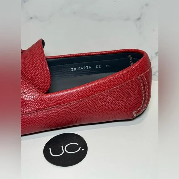 Ferragamo Parigi Loafers. Red. Pebble Calf Leather. Size 9.5. - Picture 3 of 7